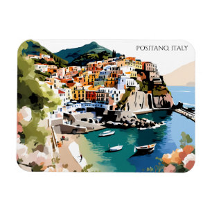 Kleurrijk Positano Italië Amalfi-kust Illustratie Magneet