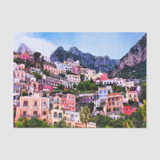 Kleurrijk Positano, Italië Decoupage Tissuepapier (Voorkant)