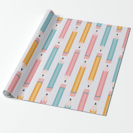 Kleurrijk potloodpatroon cadeaupapier (Uitgerold)