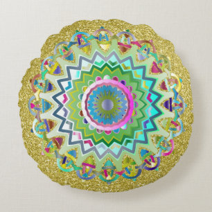Kleurrijk Prismatic Celtic Knots Gold Faux Glitter Rond Kussen