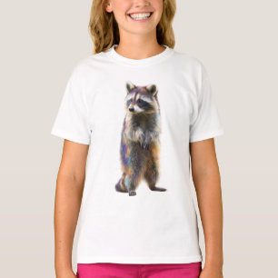 Kleurrijk Prismatisch Staand Wasbeerkinderen T-shirt