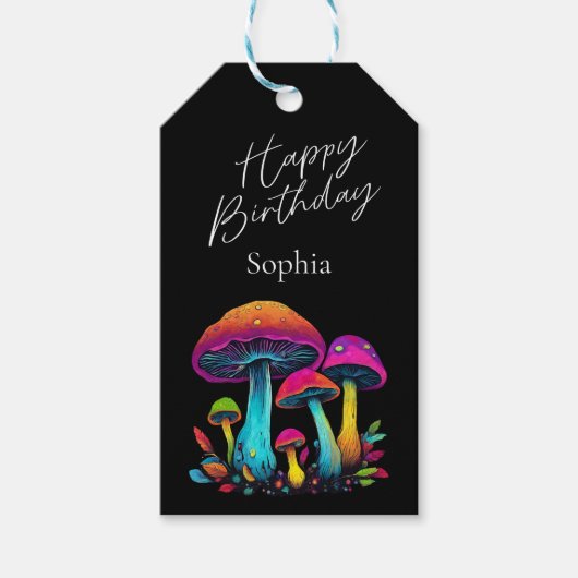 Kleurrijk Psychedelic Mushrooms-Gift Label Cadeaulabel (Voorkant)