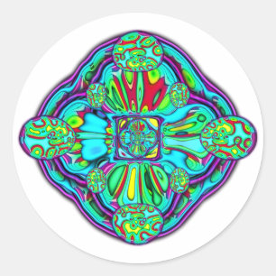 Kleurrijk psychedelisch bellenuniversum v1 ronde sticker