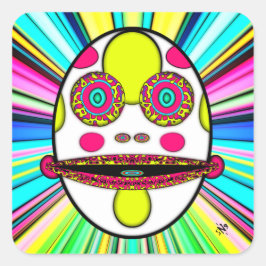 Kleurrijk psychedelisch eiwit v1 vierkante sticker