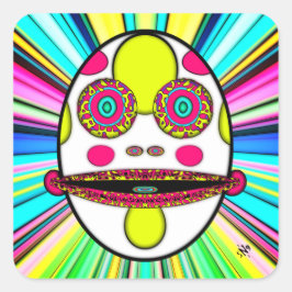 Kleurrijk psychedelisch eiwit v1 vierkante sticker