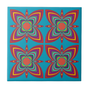 Kleurrijk psychedelisch geometrisch patroon tegeltje