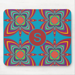 Kleurrijk psychedelisch geometrisch patroonmonogra muismat