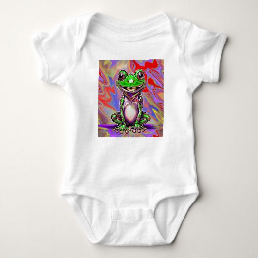 Kleurrijk psychedelisch graffiti kikker groen rood romper (Voorkant)