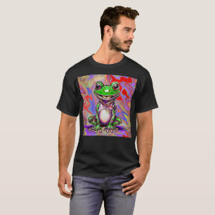 Kleurrijk psychedelisch graffiti kikker groen rood t-shirt