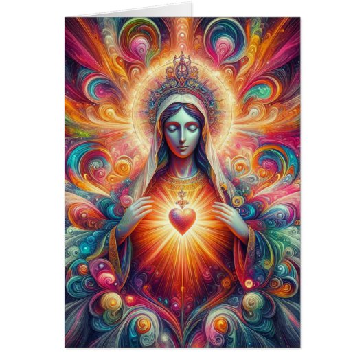 Kleurrijk Psychedelisch Heilig Hart van Maria (Voorkant)