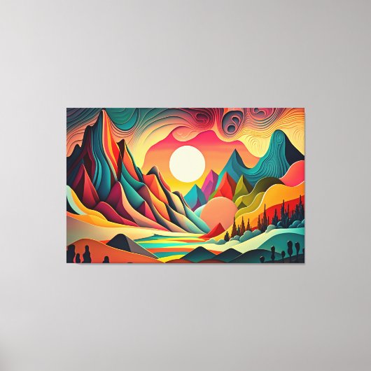 Kleurrijk psychedelisch landschap canvas afdruk (Voorkant)