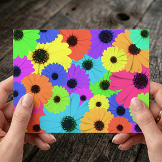Kleurrijk Psychedelisch Madeliefje Bloemmotief Briefkaart