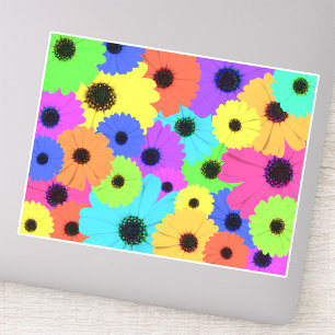 Kleurrijk Psychedelisch Madeliefje Bloemmotief Sticker