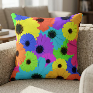 Kleurrijk Psychedelisch Madeliefjes Bloemmotief Kussen