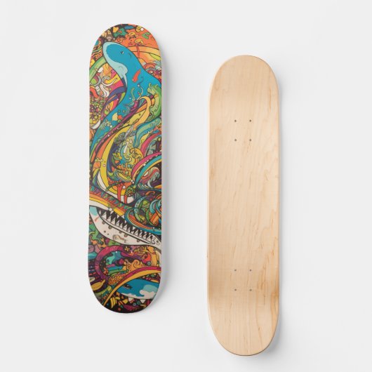 Kleurrijk psychedelisch ontwerp persoonlijk skateboard (Voorkant)