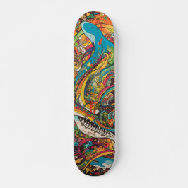 Kleurrijk psychedelisch ontwerp persoonlijk skateboard