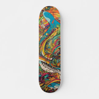 Kleurrijk psychedelisch ontwerp persoonlijk skateboard