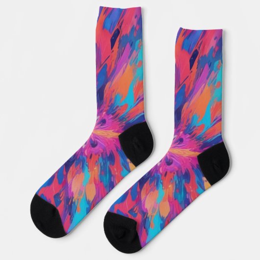 Kleurrijk psychedelisch type kleurrijk ontwerp sokken (Links)