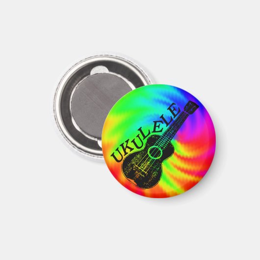 Kleurrijk psychedelisch ukulelebeeld magneet (Voorkant / Achterkant)