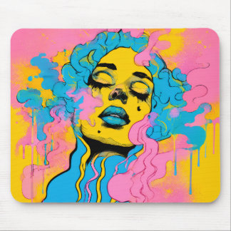 Kleurrijk Psychedelisch Vrouwenportret Pop Art Pri Muismat