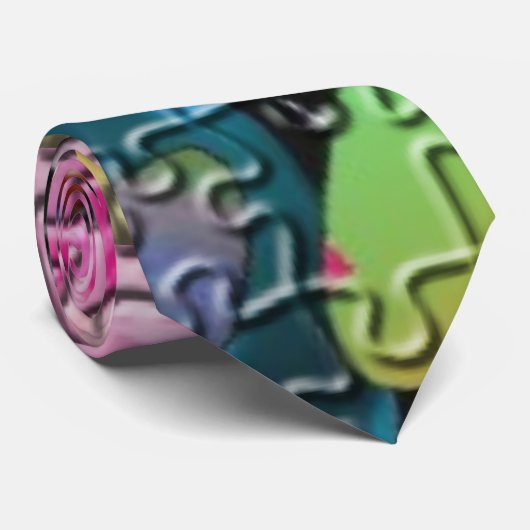 Kleurrijk Puzzel Stropdas (Opgerold)