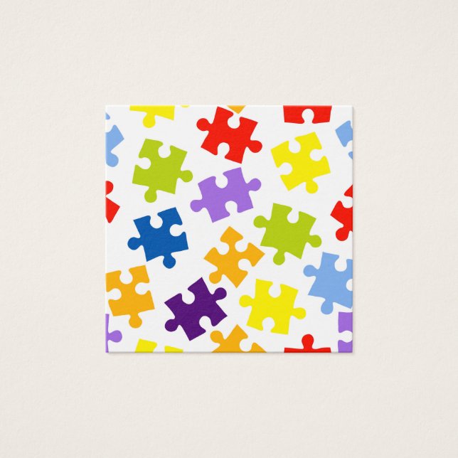 Kleurrijk puzzelpatroon vierkante visitekaartjes (Voorkant)