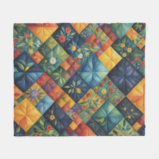 Kleurrijk Quilting Patroon - Quilting Lover Fleece Deken (Voorkant (Horizontaal))