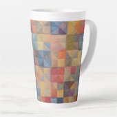 Kleurrijk quiltpatroon latte mok (Rechterhoek)