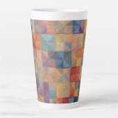 Kleurrijk quiltpatroon latte mok (Voorkant)