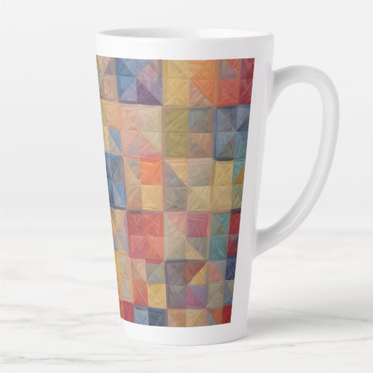 Kleurrijk quiltpatroon latte mok (Rechts)
