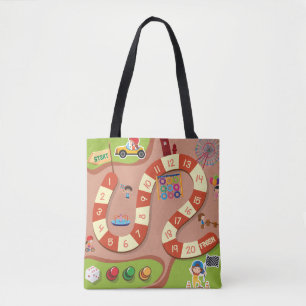 Kleurrijk racebaan bordspel voor kinderen tote bag