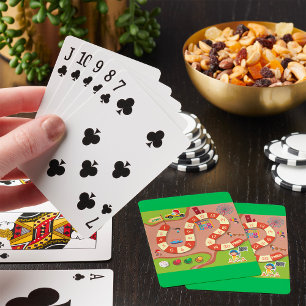Kleurrijk raceparcours bordspel voor kinderen pokerkaarten