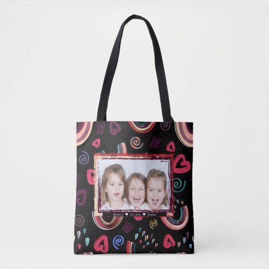 Kleurrijk Rainbow Canvas tas design met trendy sti (Voorkant)