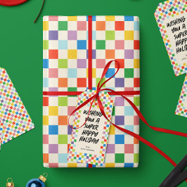 Kleurrijk Rainbow Checkerboard patroon Cadeaupapier