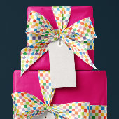 Kleurrijk Rainbow Checkerboard patroon Satijnen Lint