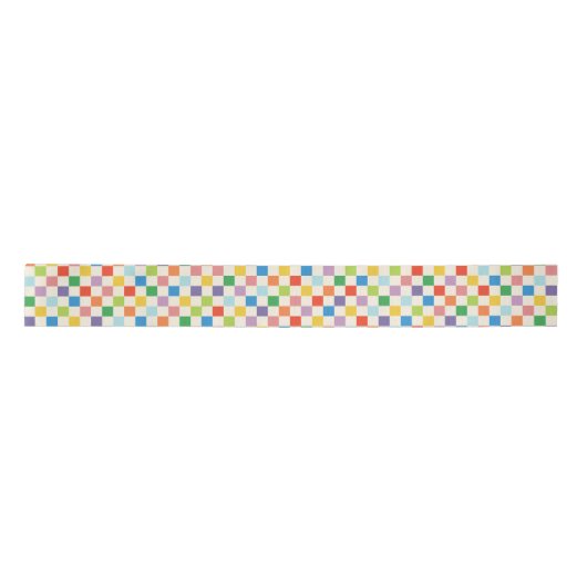 Kleurrijk Rainbow Checkerboard patroon Satijnen Lint (Voorkant)