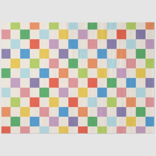 Kleurrijk Rainbow Checkerboard patroon Tissuepapier (Voorkant)