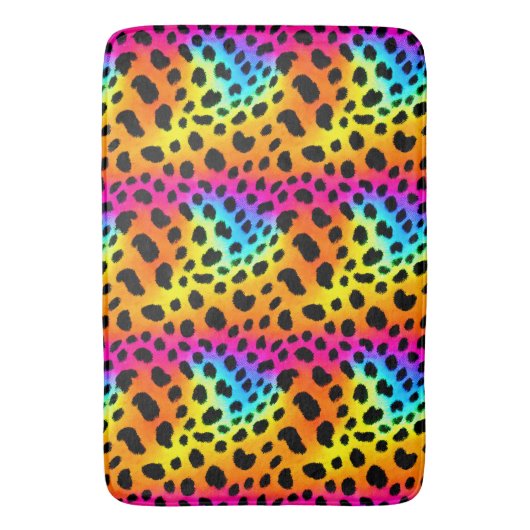 Kleurrijk Rainbow Cheetah Seamless Pattern Badmat (Voorkant Verticaal)