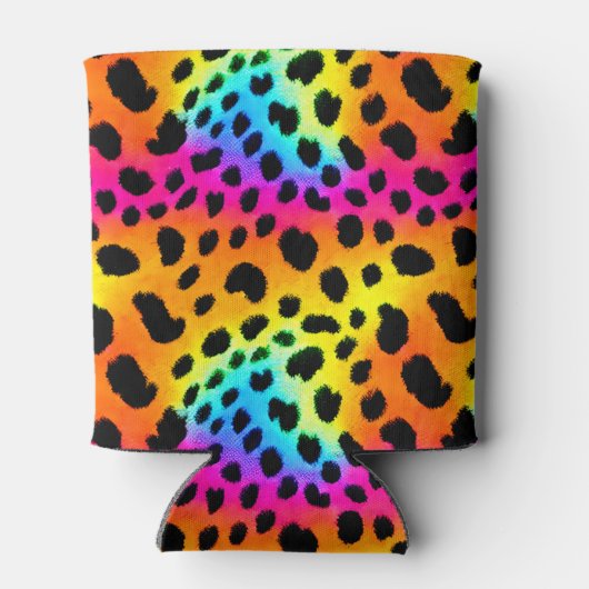 Kleurrijk Rainbow Cheetah Seamless Pattern Blikjeskoeler (Achterkant)
