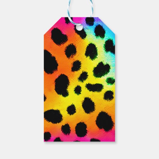 Kleurrijk Rainbow Cheetah Seamless Pattern Cadeaulabel (Achterkant)