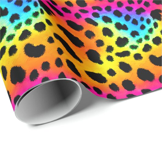 Kleurrijk Rainbow Cheetah Seamless Pattern Cadeaupapier (Rol Hoek)