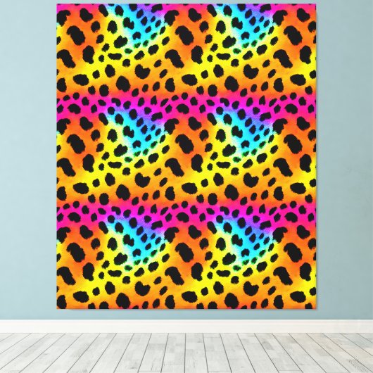 Kleurrijk Rainbow Cheetah Seamless Pattern Canvas Afdruk (Insitu (Houten vloer))