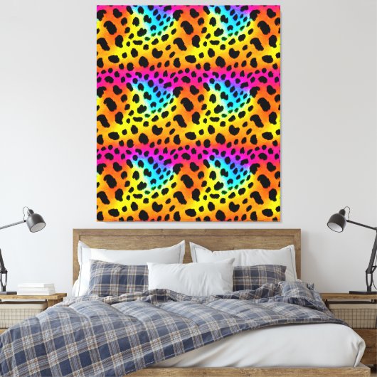 Kleurrijk Rainbow Cheetah Seamless Pattern Canvas Afdruk (Insitu (Slaapkamer))