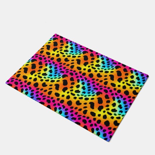 Kleurrijk Rainbow Cheetah Seamless Pattern Deurmat (Schuin)