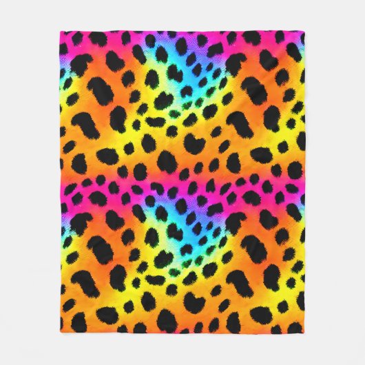Kleurrijk Rainbow Cheetah Seamless Pattern Fleece Deken (Voorkant)