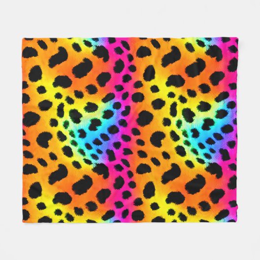 Kleurrijk Rainbow Cheetah Seamless Pattern Fleece Deken (Voorkant (Horizontaal))