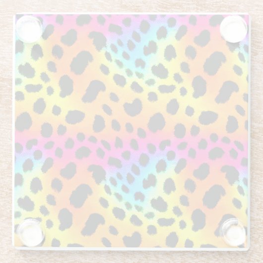 Kleurrijk Rainbow Cheetah Seamless Pattern Glazen Onderzetter (Achterkant)