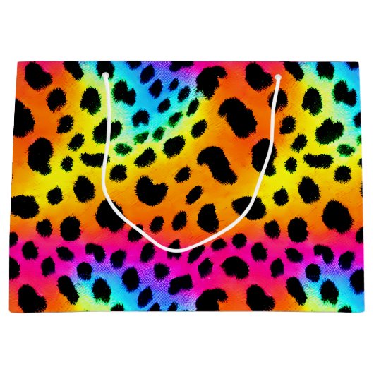 Kleurrijk Rainbow Cheetah Seamless Pattern Groot Cadeauzakje (Voorkant)