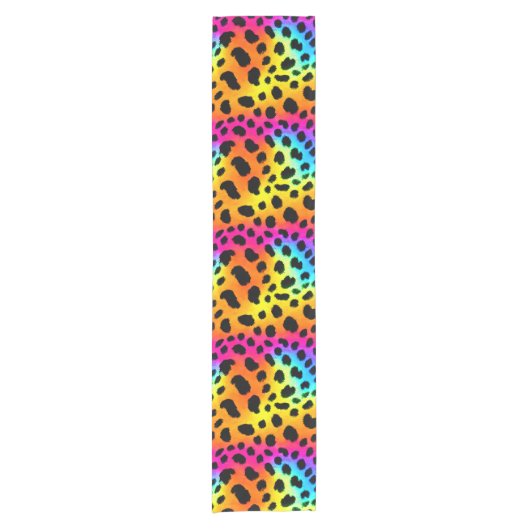 Kleurrijk Rainbow Cheetah Seamless Pattern Korte Tafelloper (Voorkant)