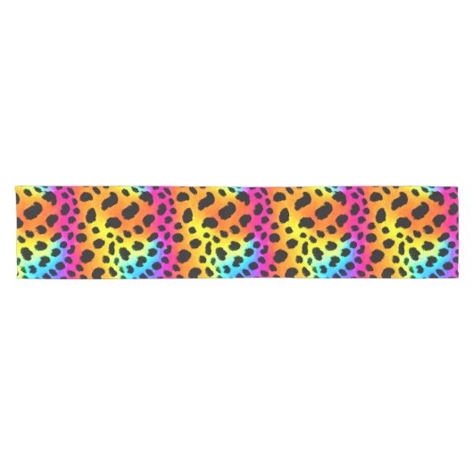 Kleurrijk Rainbow Cheetah Seamless Pattern Korte Tafelloper (Horizontaal)